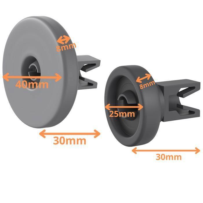Universal Dishwasher Wheels Lower and Upper Baskets [Pack of 16] Replacement Parts Compatible with AEG Candy Electrolux Ikea
