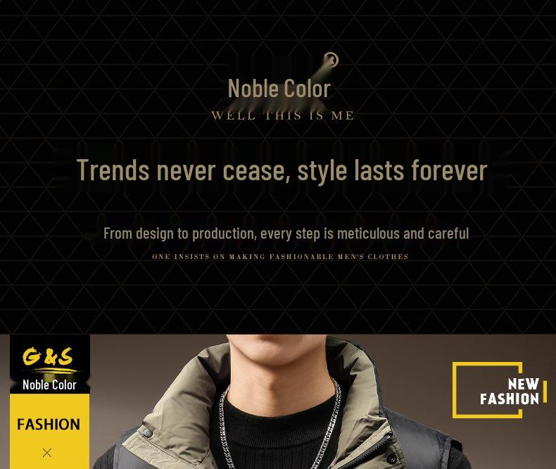 Men's Winter White Duck Down Vest - High-End, Lightweight, Stand-Up Collar, Warm and Thickened Sleeveless Outerwear