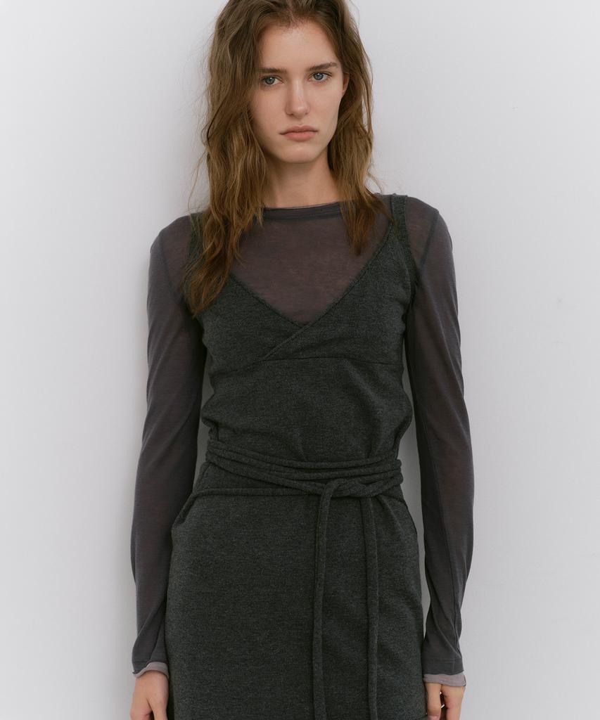 CACELE Raw Cut Strap Dress, Charcoal