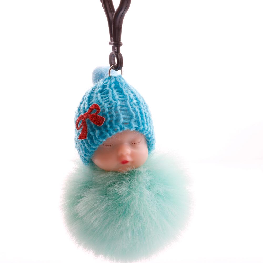 Imitation Rex Rabbit Fur Sleeping Doll Keychain - Cute Sleeping Baby Bag Pendant Gift