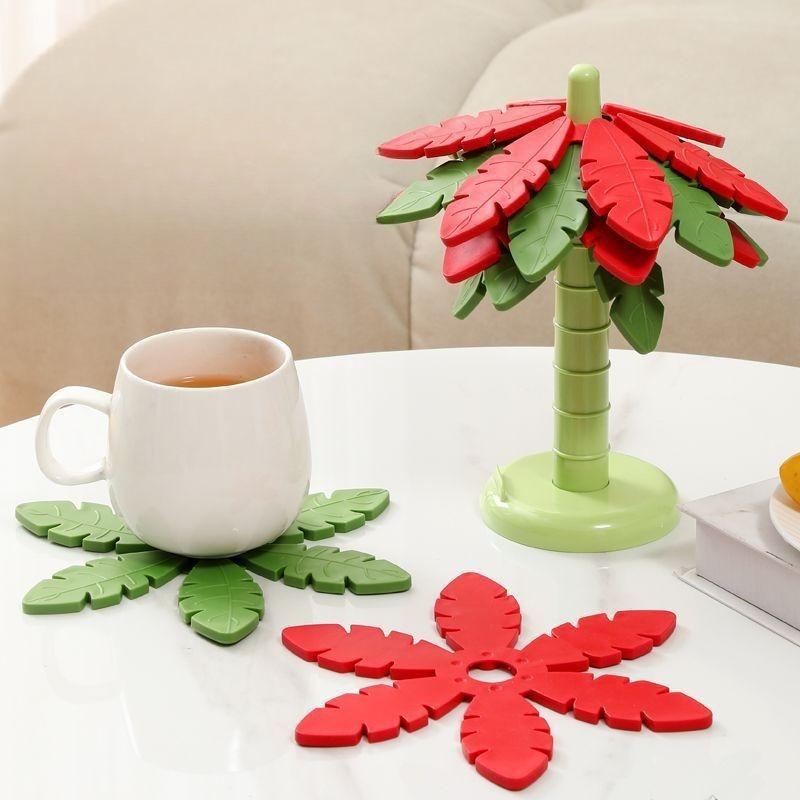 Creative Tree Coasters  for Hot Dishes Heat-Resistant Tree Shape Trivet Set Silicone Mats For Dining Counter Dish Cookware Table