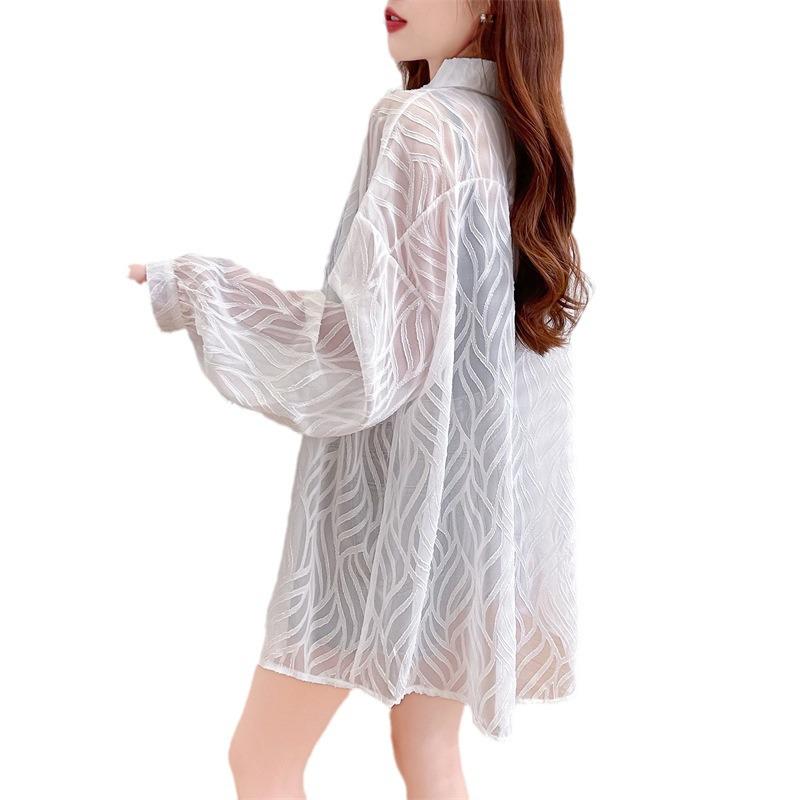 Women's Chiffon Sun Protection Cardigan - Lightweight, Long-Sleeved Beach Outerwear