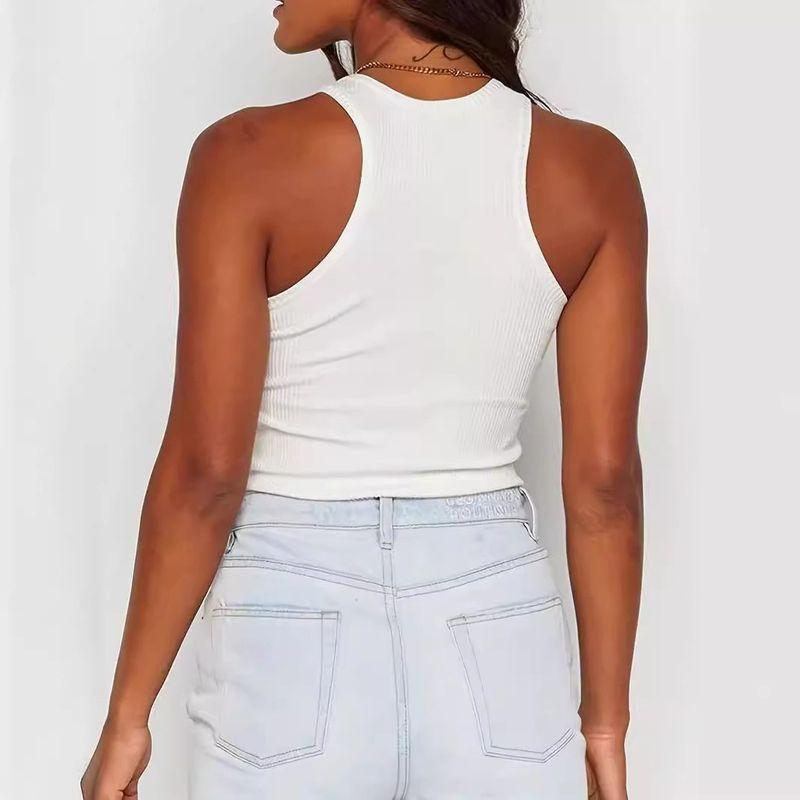 Solid Color Underwear Top Minimalist Summer Fashion Ins Versatile Women's Clothing Exercise Sleeveless Skinny Short Vest for Women