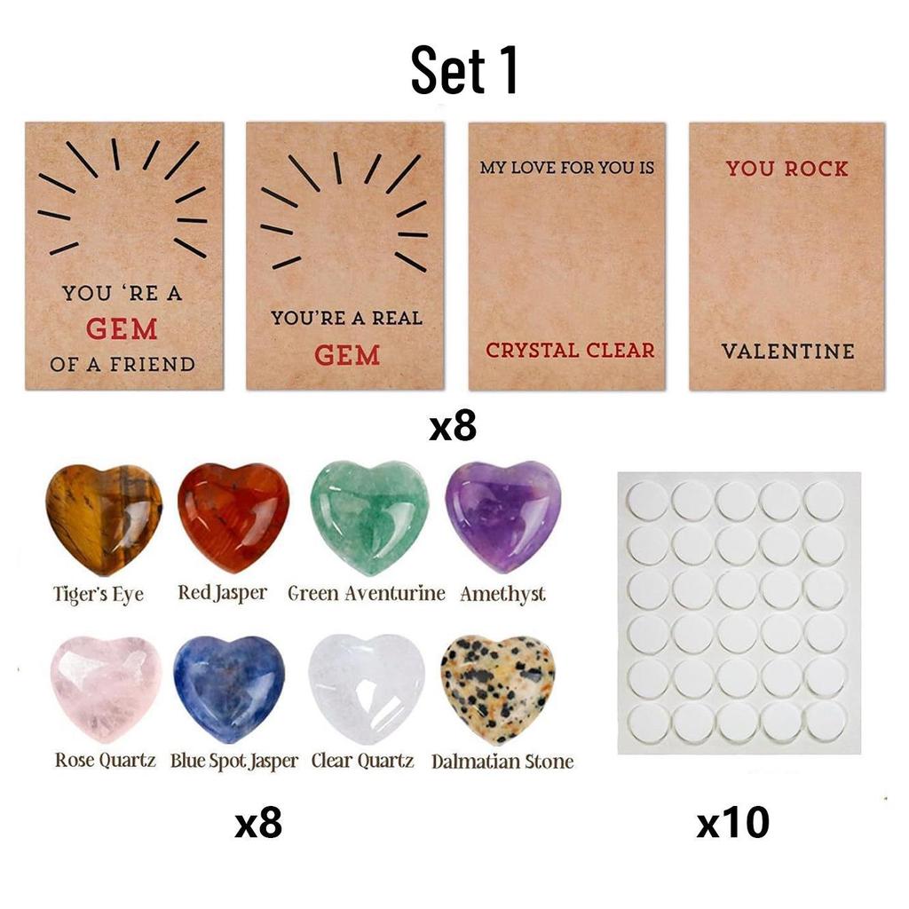 Valentine's Day Natural Stone Crystal DIY Card Set for Couples, School Parties, and Birthdays