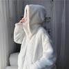 Men's 2021 White Korean-Style Lambswool Cotton-Padded Winter Jacket - Loose, Trendy, Plus Velvet, Thickened Student Coat.