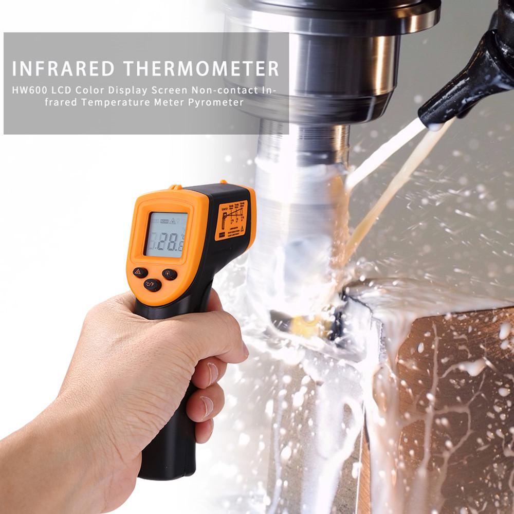 HW600 Industrial Infrared Thermometer Non-contact Temperature Meter Digital IR Pyrometer Portable Temp Tester -50~600℃