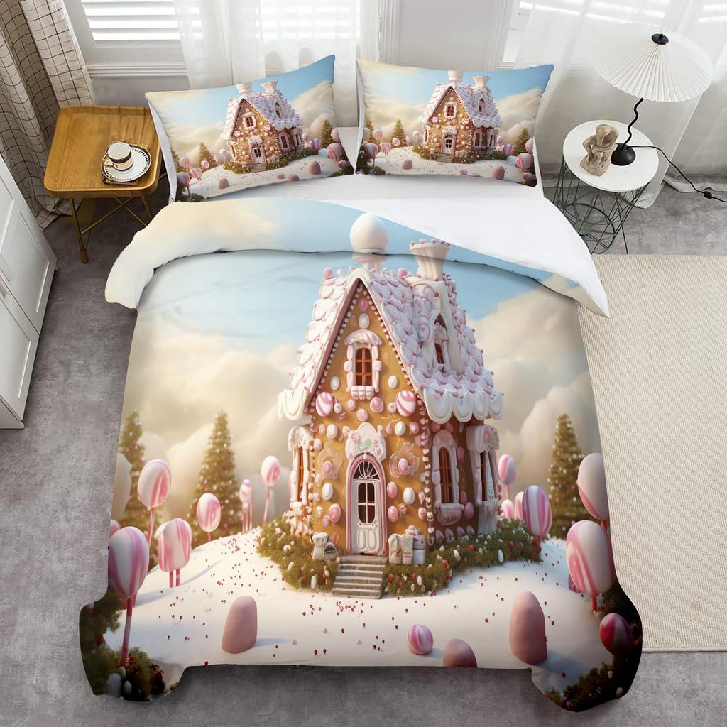 Candy Castle Pattern 3D Printed Bedding Cover Dreamy Princess Style Duvet Cover Set For Teens Adults Quilt Cover Set Pillowcases