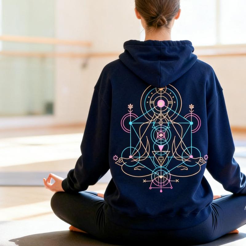 Spiritual Yoga Sweatshirt Meditation Clothing Mindfulness Gift Chakra Hoodie Yoga Mom Sweatshirt Boho Sacred Geometry Hoodie Top