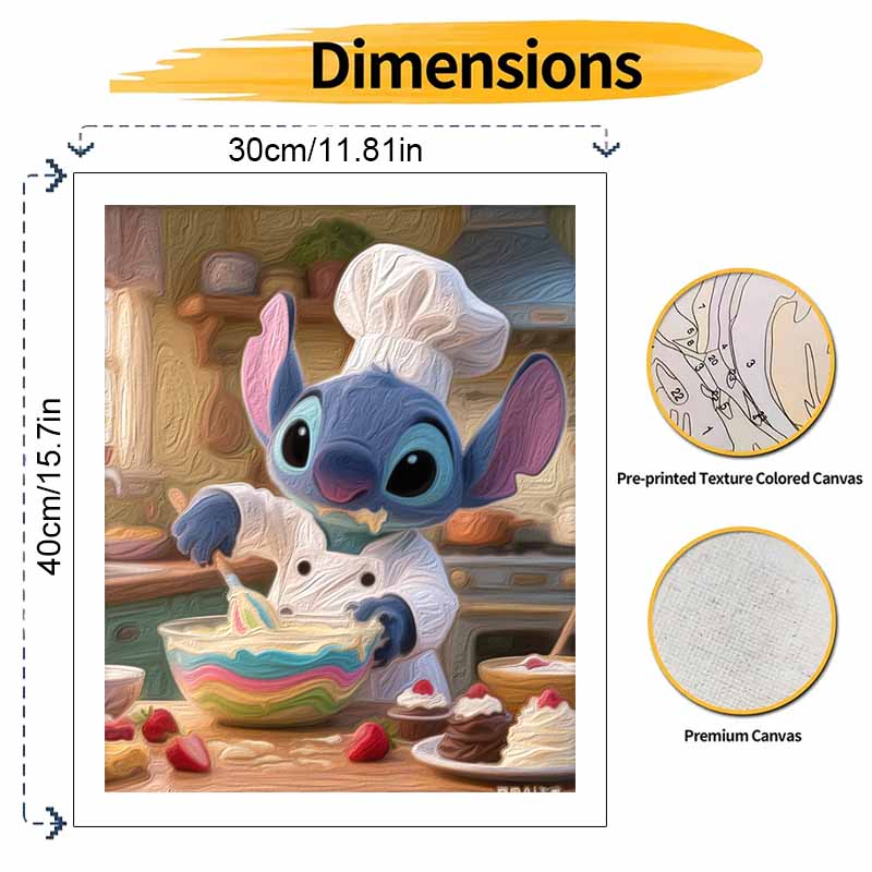 Disney Digital Oil Painting Art Kit Stitch Chef Baking Hand Filled Home Decor