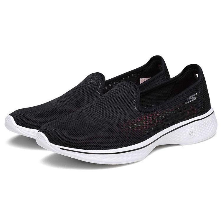 Skechers Go Walk 4 Low Top Sports Casual Slip-On Women sneaker Black White 14906-BKW