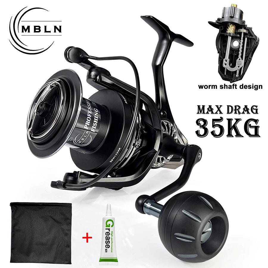 MBLN Saltwater Fishing Spinning Reel, Magnesium Alloy, Double Guide Rod, 12000/16000, Long Cast for Boat Fishing