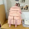Solid Color Schoolbag Women's Large Capacity Travel Backpack Student Backpack