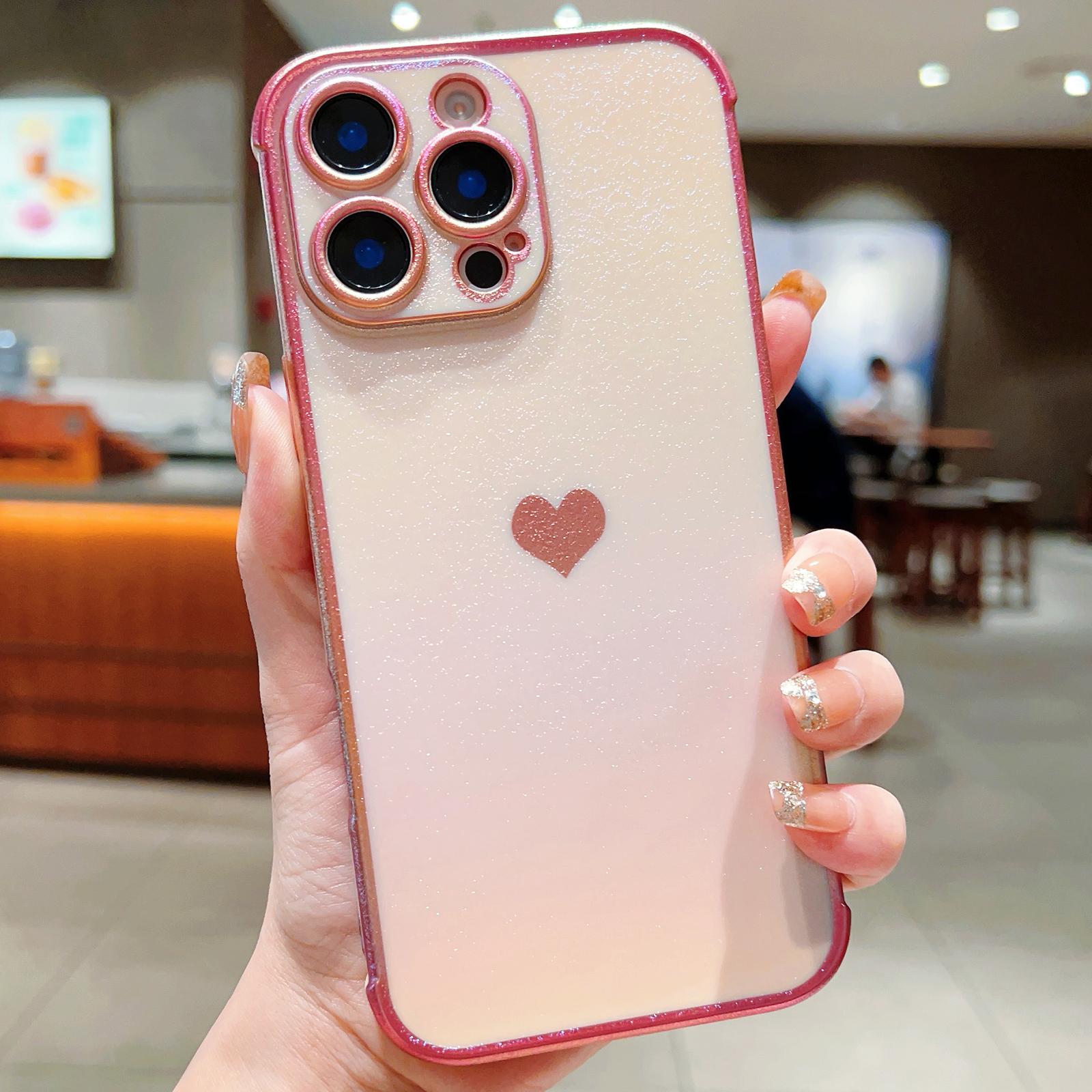 

Чехол для iPhone 16 Pro Ослепительный дизайн Электролитическое покрытие Узор в виде сердца ТПУ Чехол для телефона A