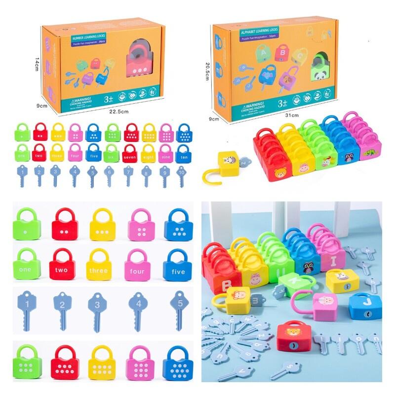 Kids Learning Lock Keys Alphabet Number Matching Early Education Toys