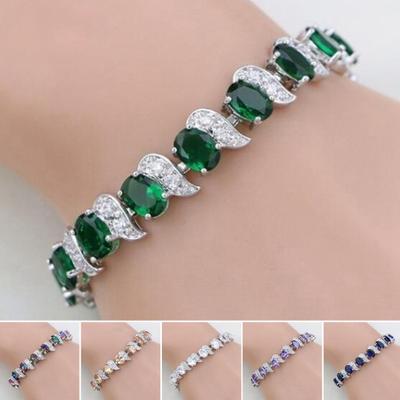Women Bracelet Leaf Charm Elegant Classic Adjustable Blue Rhinestone Embedded Ladies Bracelet Fashion Jewelry