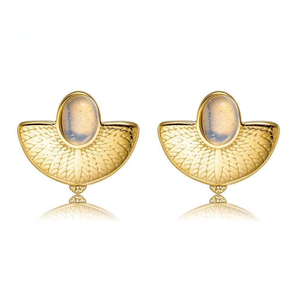 Gold Plated Stainless Steel Earrings Trendy Natural Stone Drop Earrings New Design Metal Geometric Earrings Aros Mujer Gift