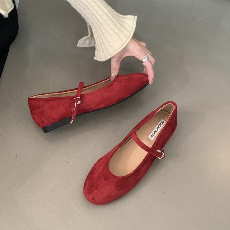 Fashion SUOJIALUN Autumn Women Flat Shoes Fashion Candy Color Ladies Round Toe Mary Jane Shoes Soft Sole Shallow Slip On Ballerinas Shoe