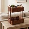 Rattan Hanging Basket Shelf Space-Saving Wall Mounted Storage Rack Easy to Clean