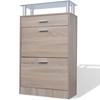 VidaXL Shoe Cabinet with Drawer and Glass Top Wood Oak Look