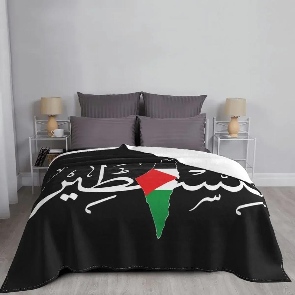 Palestinskoarabský povlak na deku Flanel Palestine Solidarity Flag Mapa Teplé přikrývky do letadla Cestovní přikrývka do ložnice