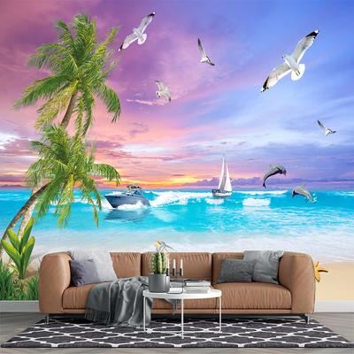 Behang Zeezicht Modern Strand Zeezicht Muurschildering Woonkamer TV Bank Hotel Strand Behang Decoratie