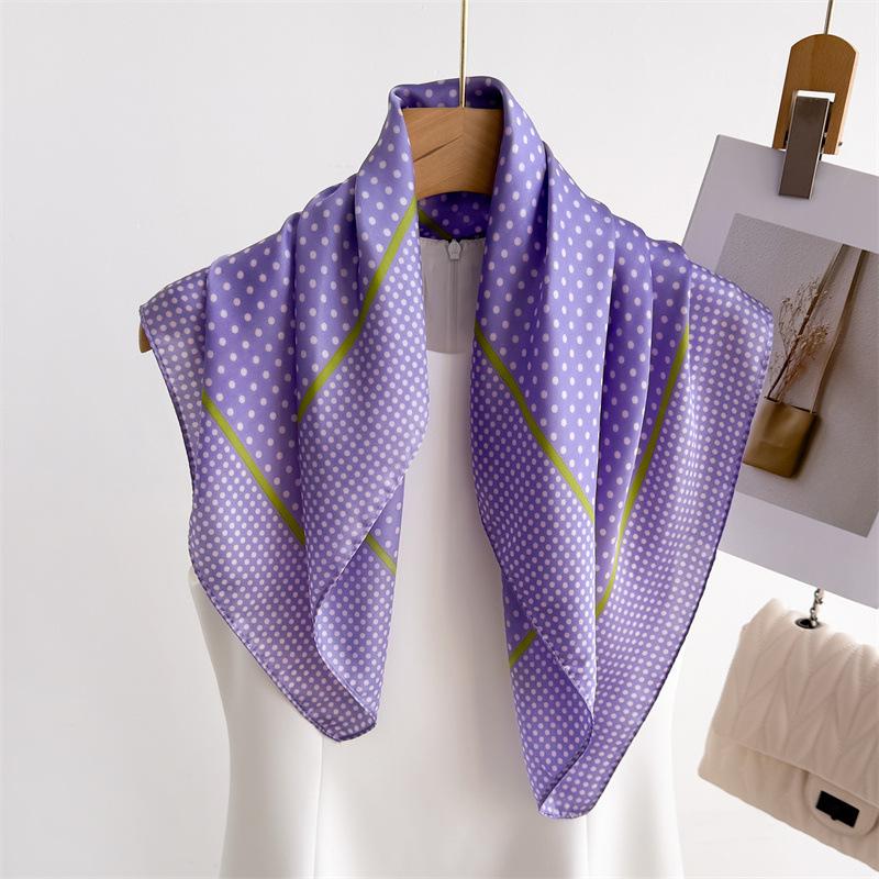 Printed Imitation Silk Scarf Polka Dot Square Scarf High-End Shawl Versatile Neck Small Square Scarf Headscarf New