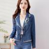 Women's Spring Autumn Denim Short Jacket Embroidery Retro Slim Cowboy Coat Female Tops