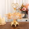 Golden flower decoration rotating fruit plate light luxury high-end glass nut snack fruit plate portable fruit plate crafts
