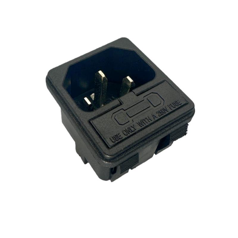 JEC C-Type Power Socket with Fuse, Snap-In AC Male Connector JR-101-1FS, 3-Core AC Socket 250V 10A.