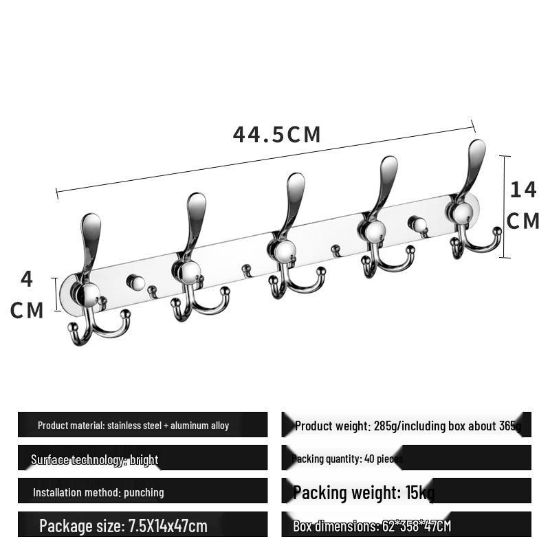 

European Style Wall-Mounted Black Stainless Steel Coat and Hat Hook