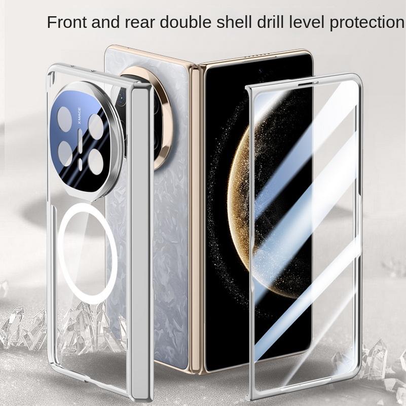 Magsafe Magnetic Transparent Privacy Screen Tempered Glass Protector Case For Huawei Mate X6 X5 Spring Hinged Holder Back Cover