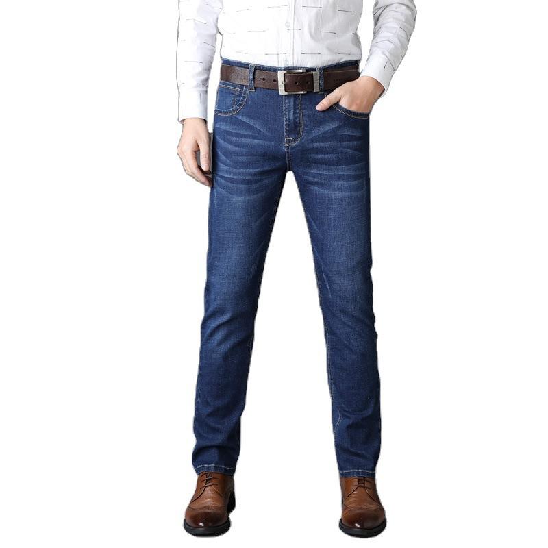 Fashion jeans men's Slim type elastic straight trousers autumn and winter models autumn trend of casual boys in the waist trousers