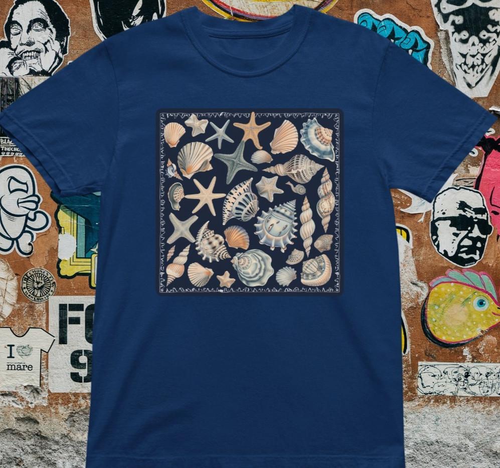 Seashell T-Shirt – Vintage Ocean Marine Graphic Tee Starfish Nautical Shirt XXXL