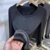 Women's European Style Velvet-Lined Long Sleeve Slimming T-Shirt for Autumn/Winter