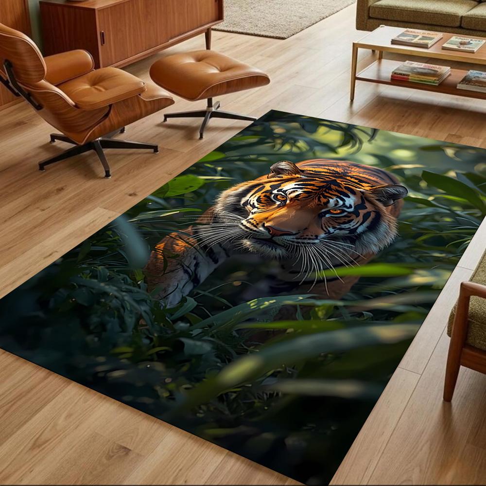 Wild Tiger In Jungle Non-Slip Home Carpet Design for Office Decor Living Room Bedroom Gift