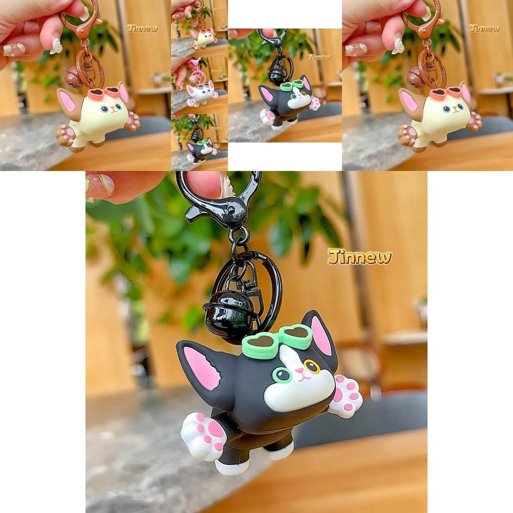 Adorable Jinnew Cartoon Devon Rex Cat Sunglasses Keychain Cute Gift Accessory For Cat Lovers