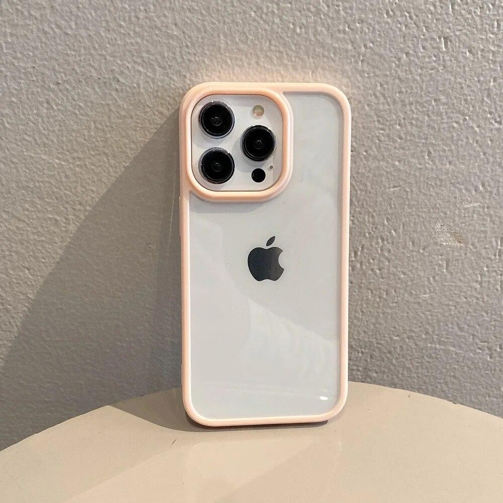 Transparent Candy Color Bumper Phone Case For iPhone 15 14 13 Mini 12 11 Pro Max XR XS X 7 8 Plus SE3 Soft Shockproof Back Cover