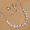 Pearl  Flower Necklace Earring Set Simple Everything Choker Clavicle Chain Earring Set