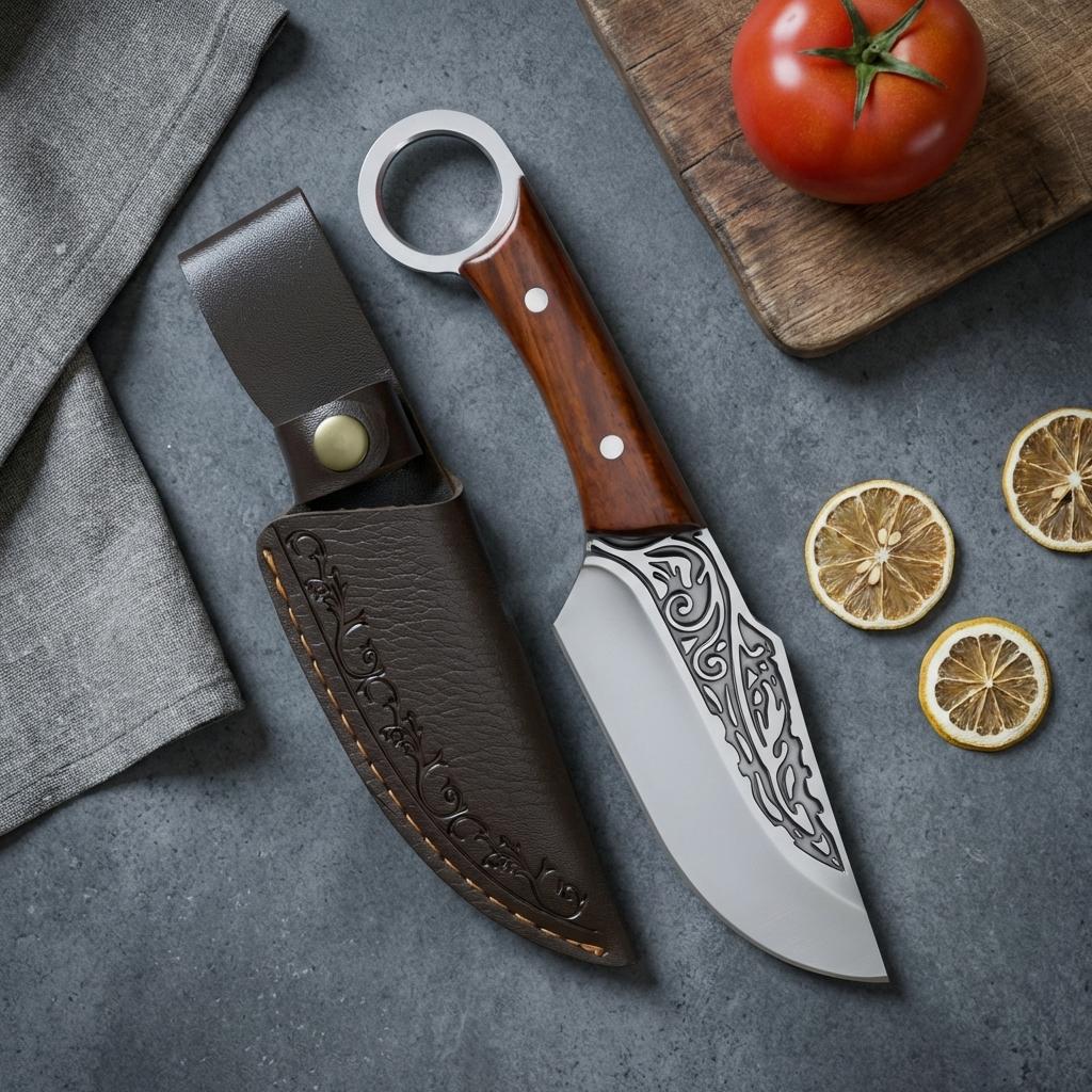 Utility Knife Slicing Meat Fruit Boning Butcher Knife Chef Cooking Cleaver Handmade Wood Handle