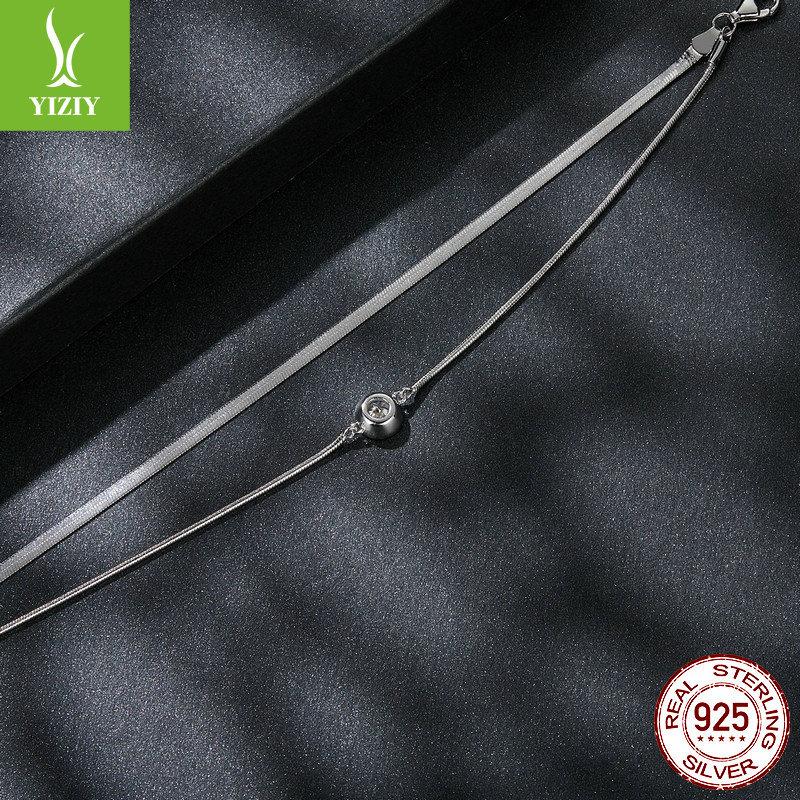 50 Points Sparkling Mozzarella Diamond Double-Layer Bracelet, Simple Light Luxury High-End S925 Sterling Silver Bracelet