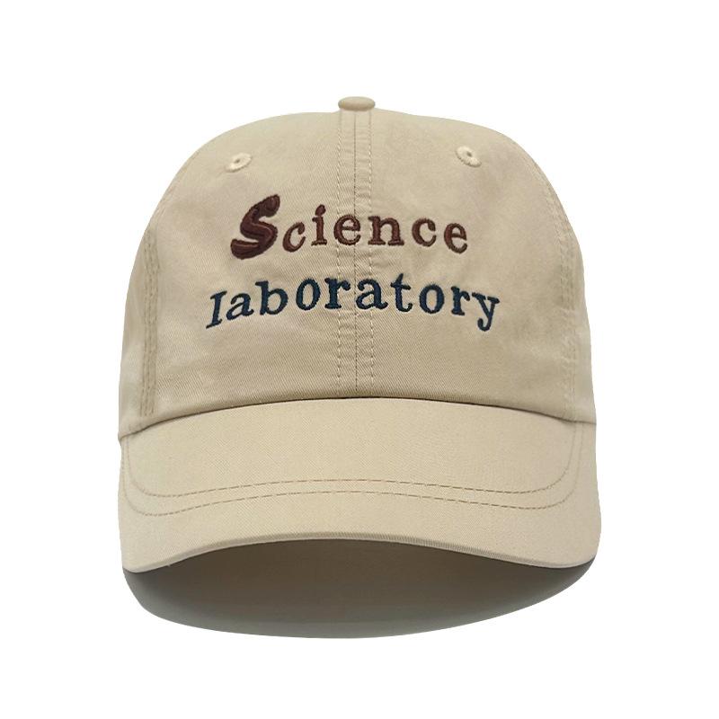 Small Baseball Hat with Wide Brim Showing Face for Women's Temples Hat Spring and Summer Sun Protection Pure Cotton Soft Top Embroidered Baseball Hat
