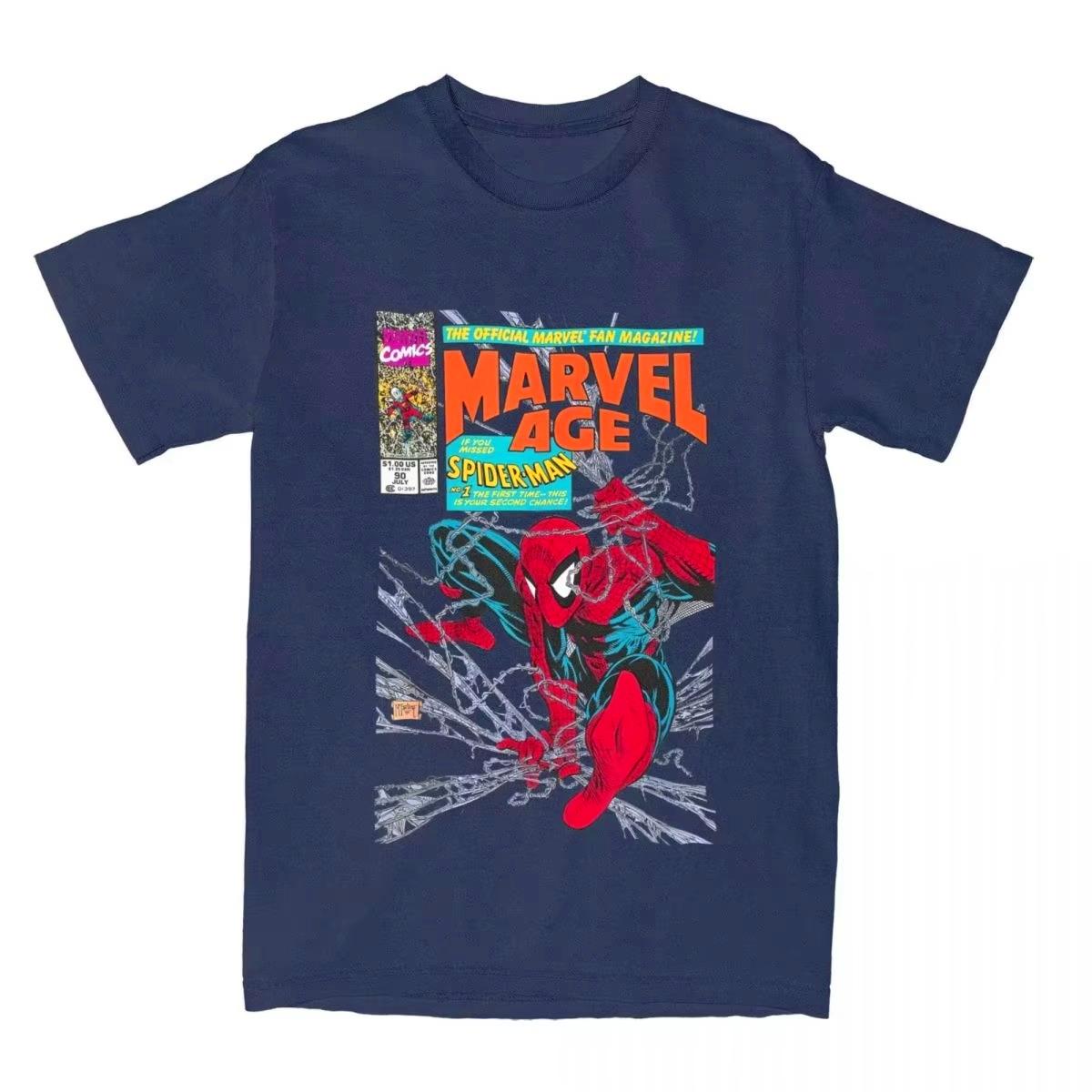 BenberFashion Heren T-shirt Spider-Man Comics Retro Katoen T-shirt Korte Mouw Top Bedrukt Comfortabel Herfst en winter onderkleding 3XL