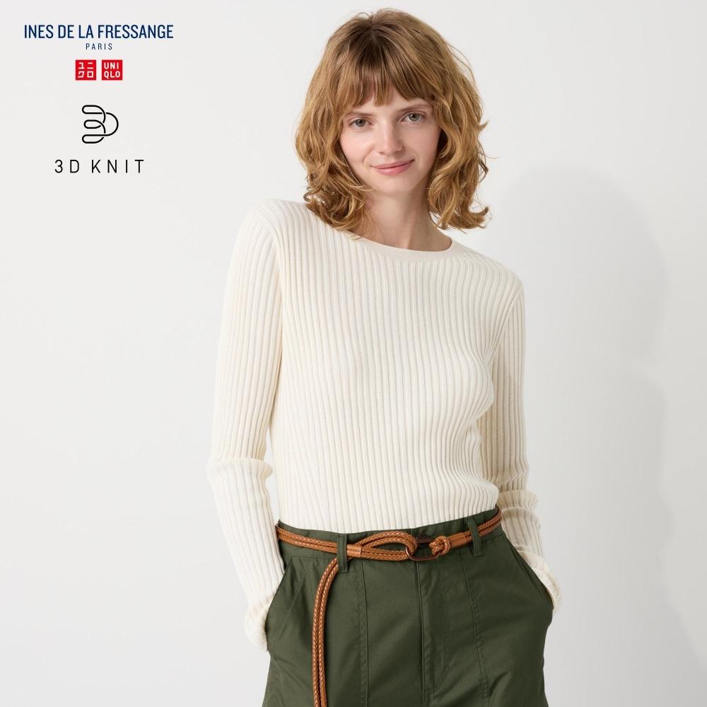 

UNIQLO JAPAN 3D-свитер в рубчик с круглым вырезом и длинными рукавами