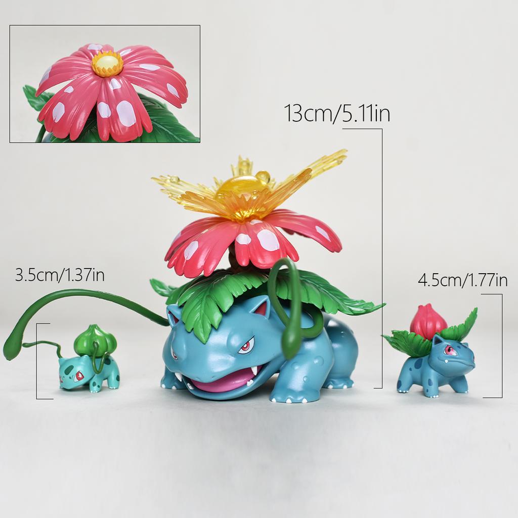 Anime Pokemen Figure Bulbasaur Evolutionary Combination Action Figure Pvc Statue Desktop Ornament Collection Model Toys Gifts
