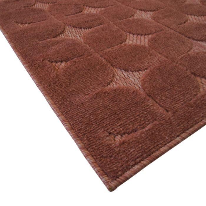 Modern Embossed Rug In Rosy Terra Cotta Red 120x170
