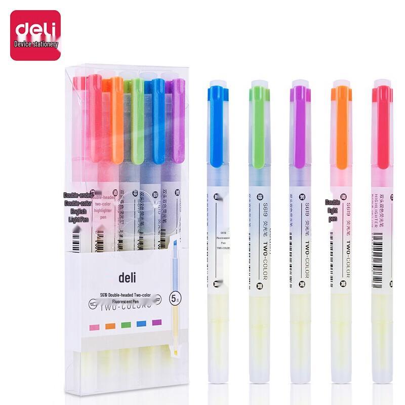 Deli S619 6-Color Semi-Transparent Highlighter Set