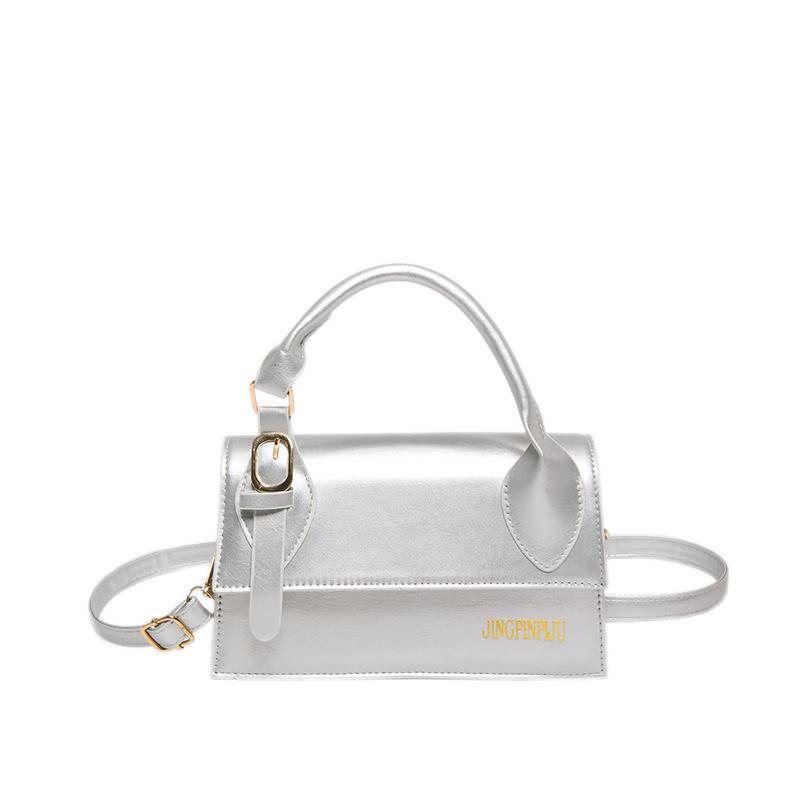 

2024 summer new shoulder bag texture niche design simple small square bag fashionable versatile letter bag срібний