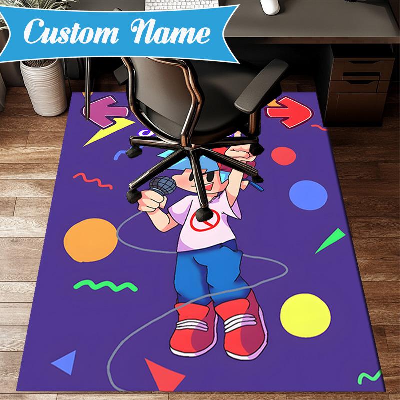 Custom Name Friday night Rug for Living Room, Game Rooms, Office, Bedroom, Floor Mat Playful Design, fan gifts Christmas decor