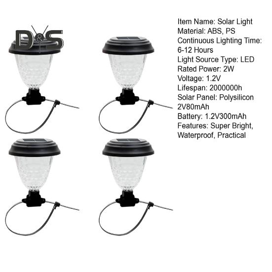 4Pcs Outdoor Decorative Solar Lights Fence Lamps Automatic ON/OFF Waterproof Energy-Efficient Easy To Install Patio Solar Lamps