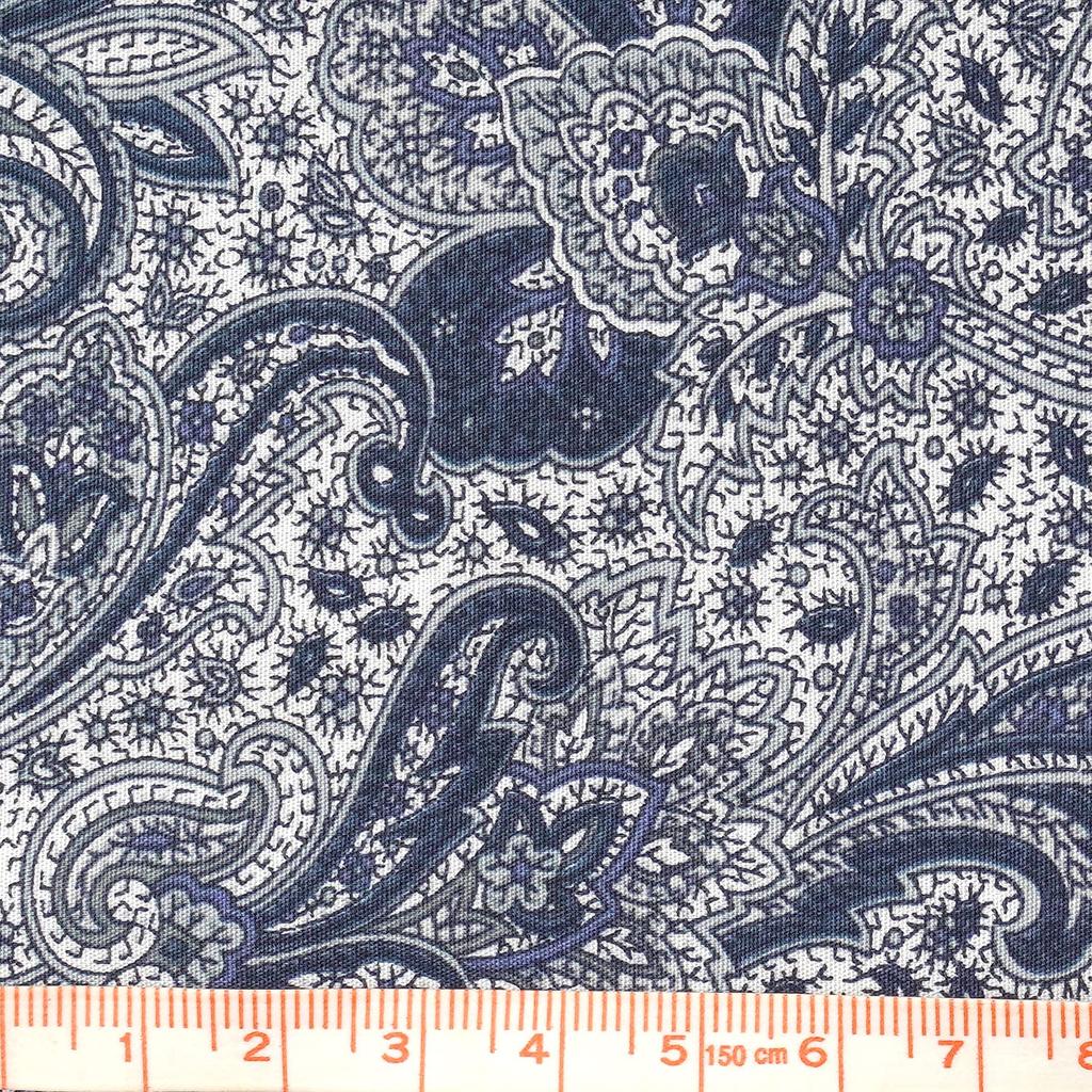 Paisley Made In Approximately 110cm X Navy Broadcloth, 100% Cotton, Japan, 2m, Blue.